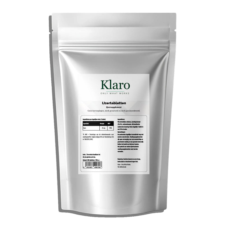 IJzer Tabletten - 500 Stuks — Klaro supplement