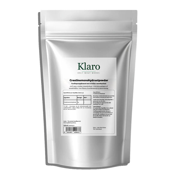 Creatine Monohydraat 1000g – 100% puur & lab getest — Klaro supplement