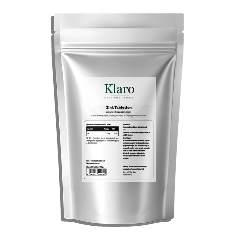 Zink Tabletten  - 500 Tablets — Klaro supplement